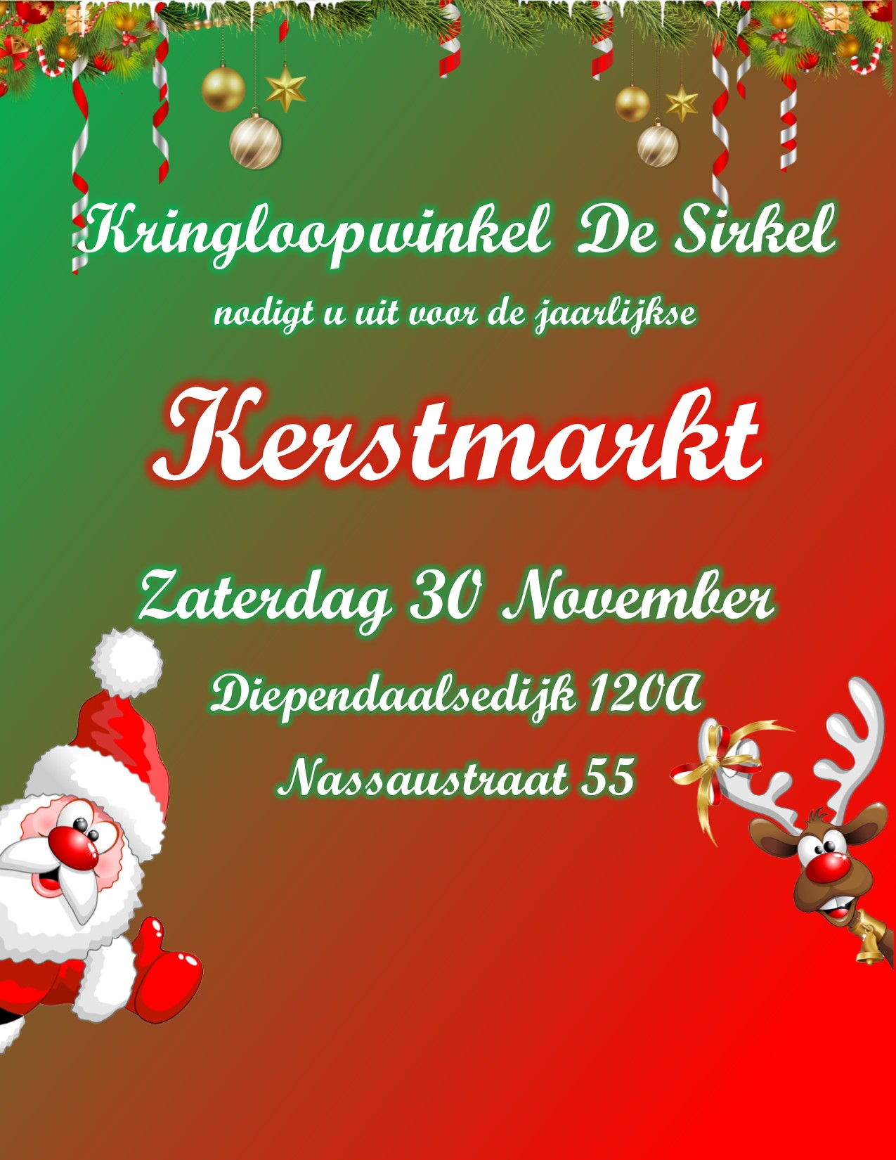 KERSTMARKT Zaterdag 30 november 2019 Kringloopwinkel de Sirkel